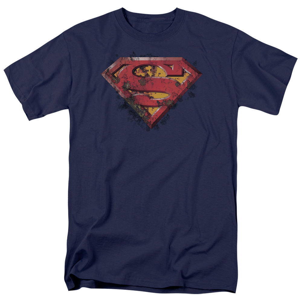 Superman - Rusted Shield - Short Sleeve Adult 18/1 - Navy T-shirt