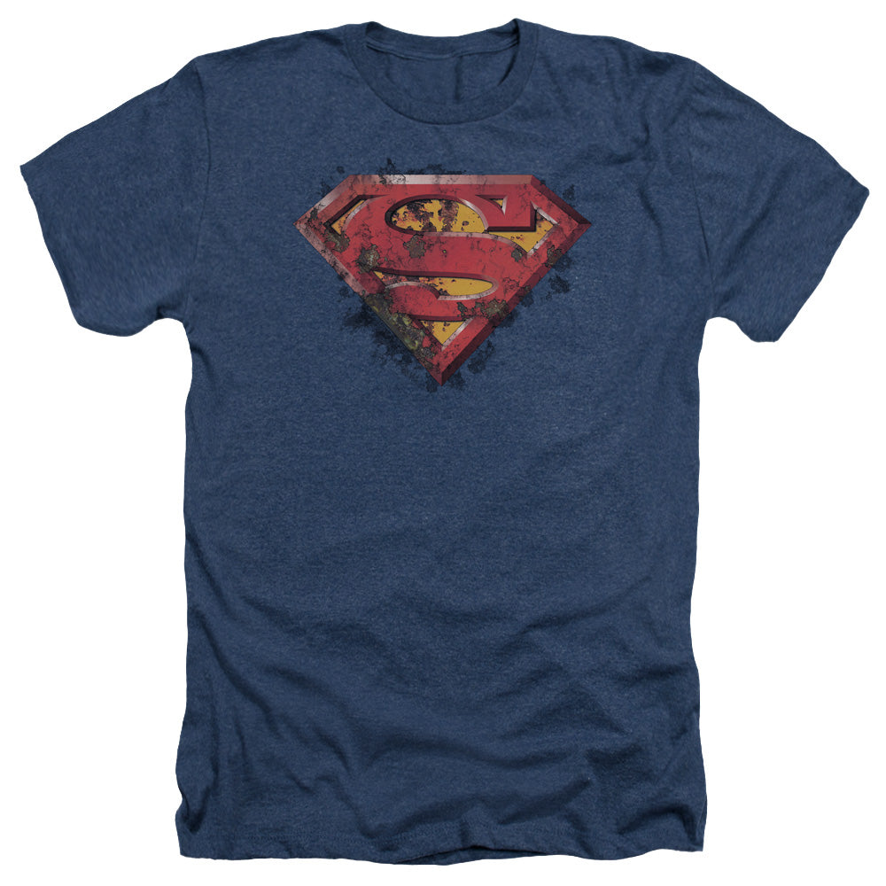 Superman - Rusted Shield - Adult Heather - Navy