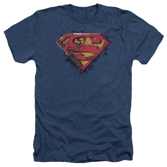 Superman - Rusted Shield - Adult Heather - Navy
