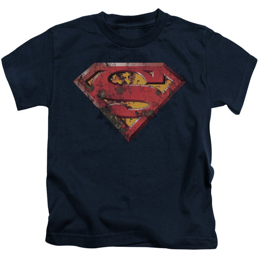 SUPERMAN RUSTED SHIELD - S/S JUVENILE 18/1 - NAVY - T-Shirt