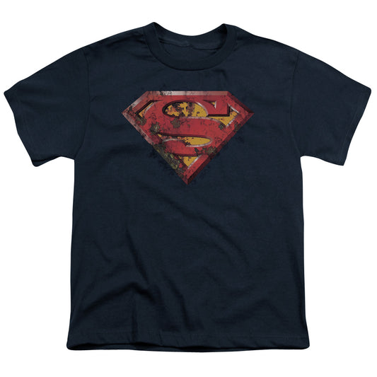 Superman - Rusted Shield - Short Sleeve Youth 18/1 - Navy T-shirt