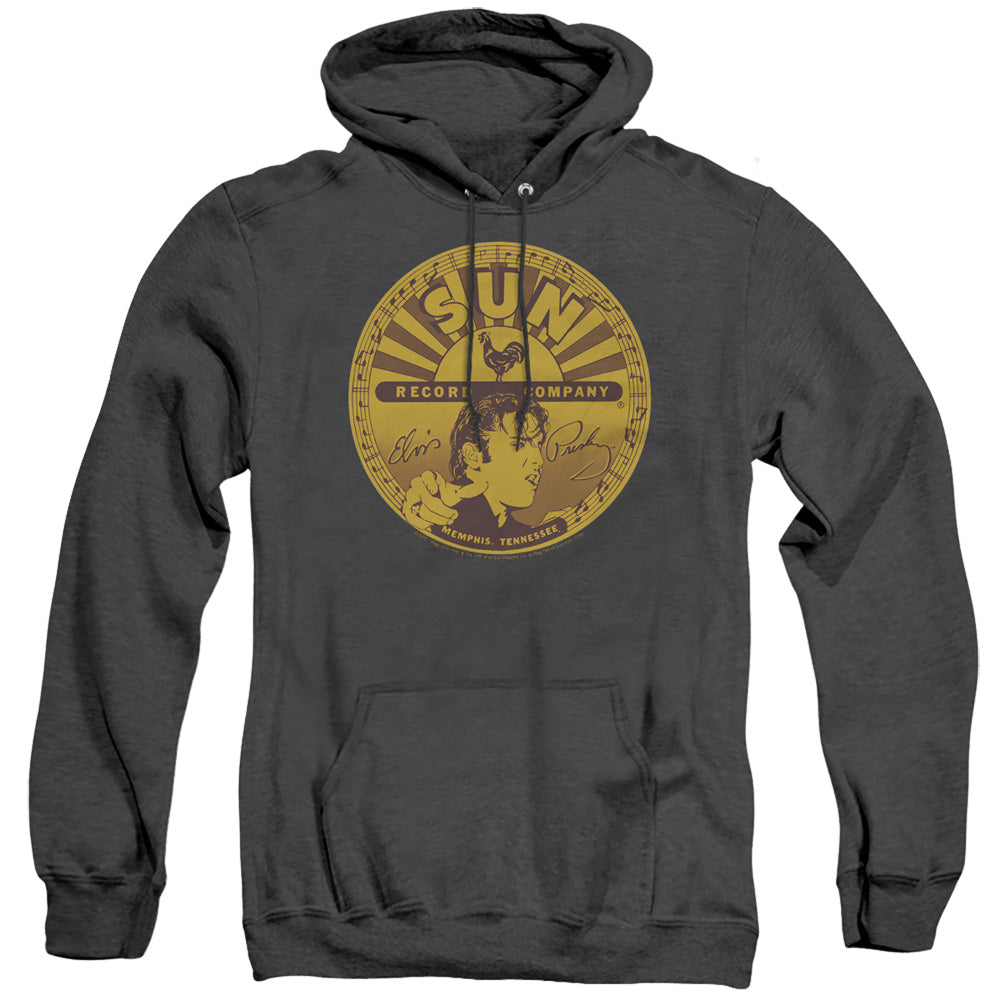 Sun - Elvis Full Sun Label - Adult Heather Hoodie - Black