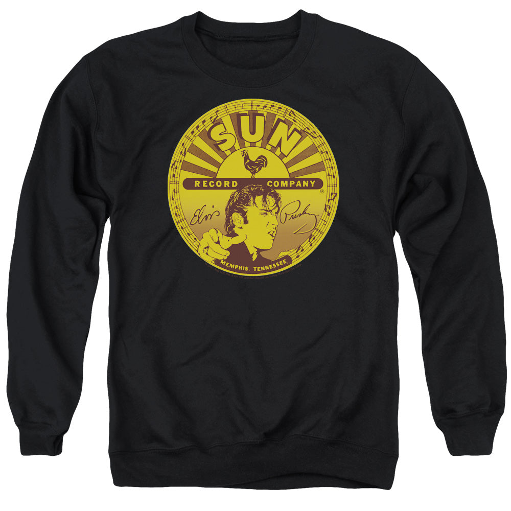 Sun - Elvis Full Sun Label - Adult Crewneck Sweatshirt - Black