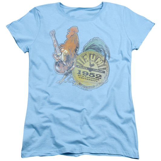 Sun - Rockin Rooster - Short Sleeve Womens Tee - Light Blue T-shirt