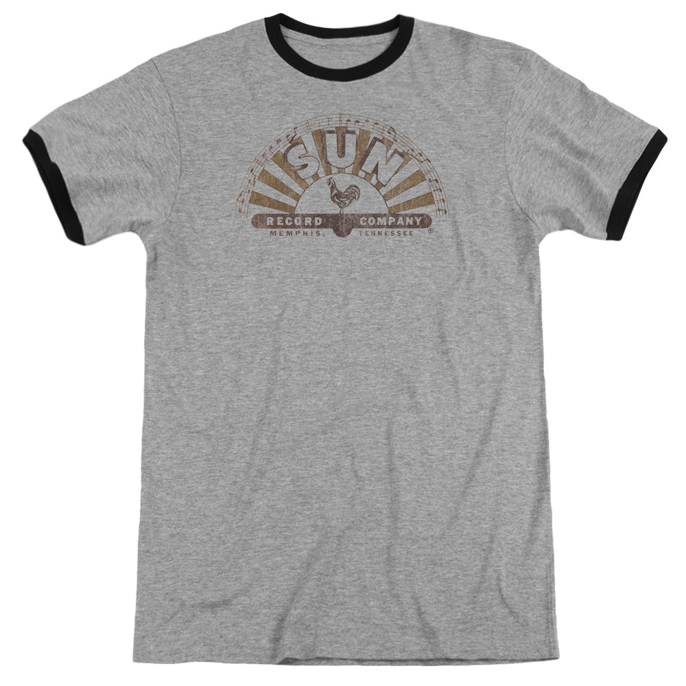 Sun - Worn Logo - Adult Ringer - Heather/black