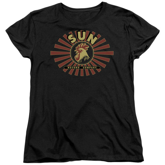 Sun - Sun Ray Rooster - Short Sleeve Womens Tee - Black T-shirt