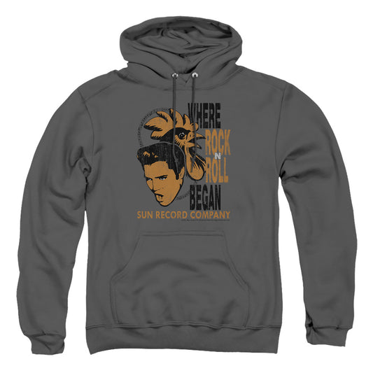 Sun - Elvis And Rooster - Adult Pull-over Hoodie - Charcoal