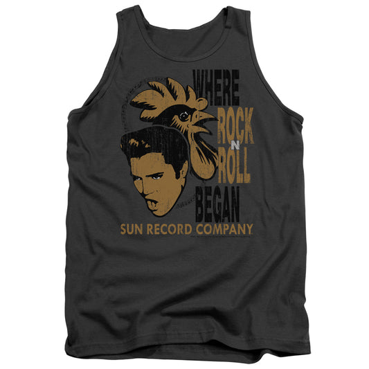Sun Elvis And Rooster - Adult Tank - Charcoal