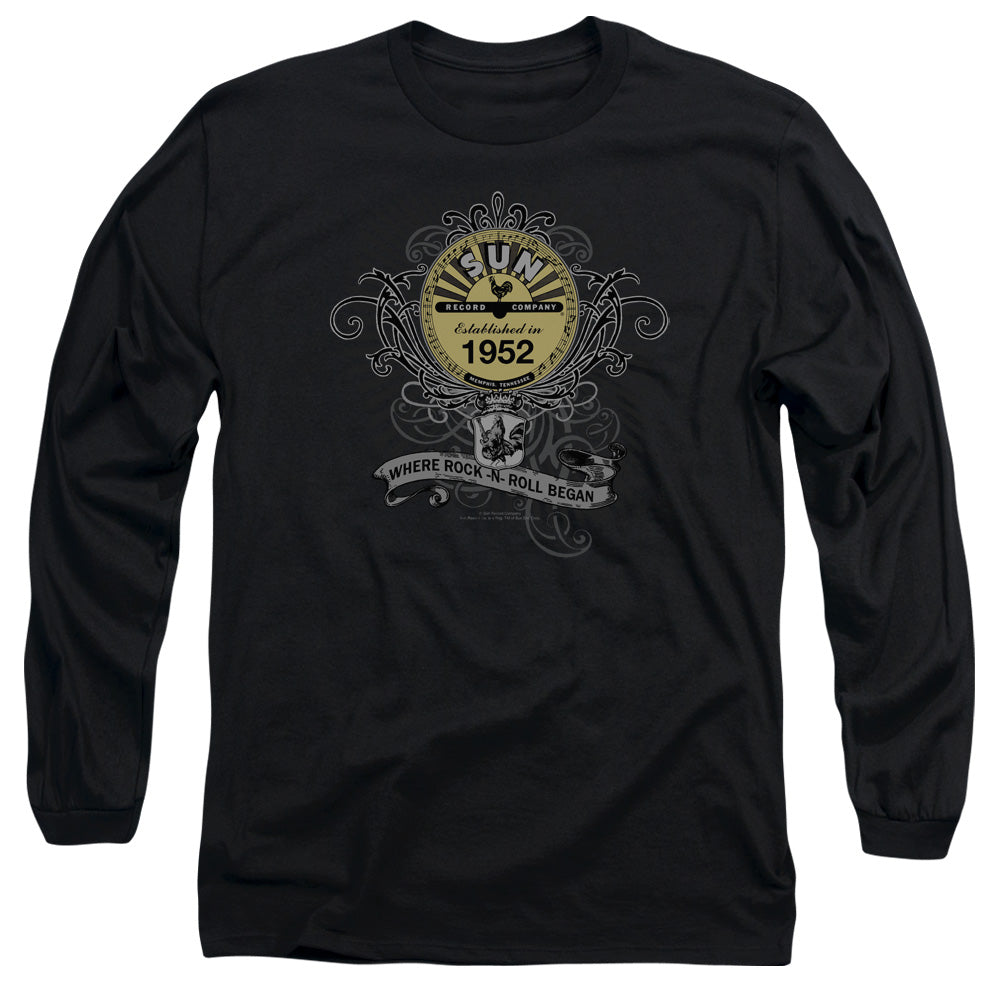Sun - Rockin Scrolls - Long Sleeve Adult 18/1 - Black T-shirt