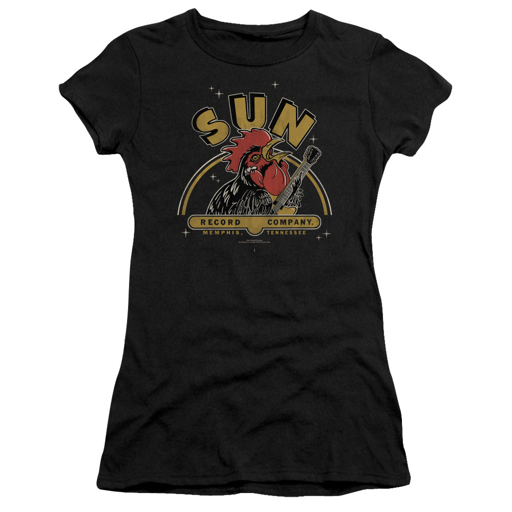 Sun - Rocking Rooster - Short Sleeve Junior Sheer - Black T-shirt