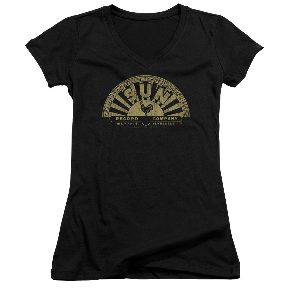 Sun - Tattered Logo - Junior V-neck - Black
