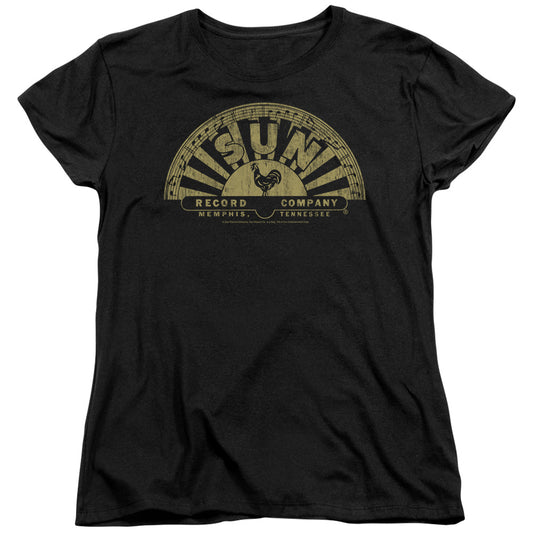 Sun - Tattered Logo - Short Sleeve Womens Tee - Black T-shirt