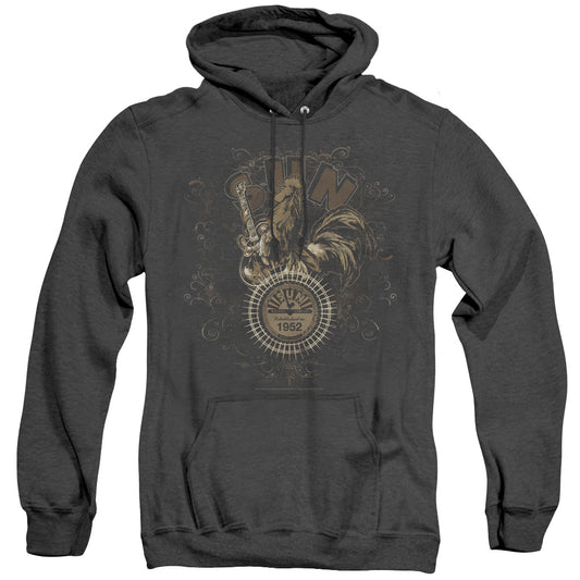 Sun - Scroll Around Rooster - Adult Heather Hoodie - Black