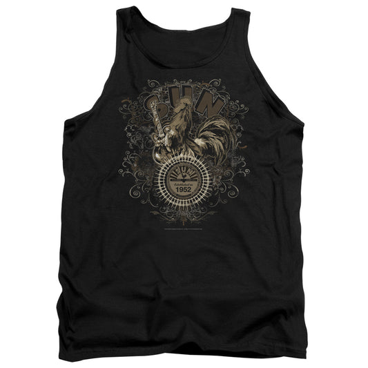 Sun - Scroll Around Rooster - Adult Tank - Black