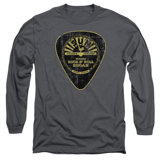 Sun - Guitar Pick - Long Sleeve Adult 18/1 - Charcoal T-shirt