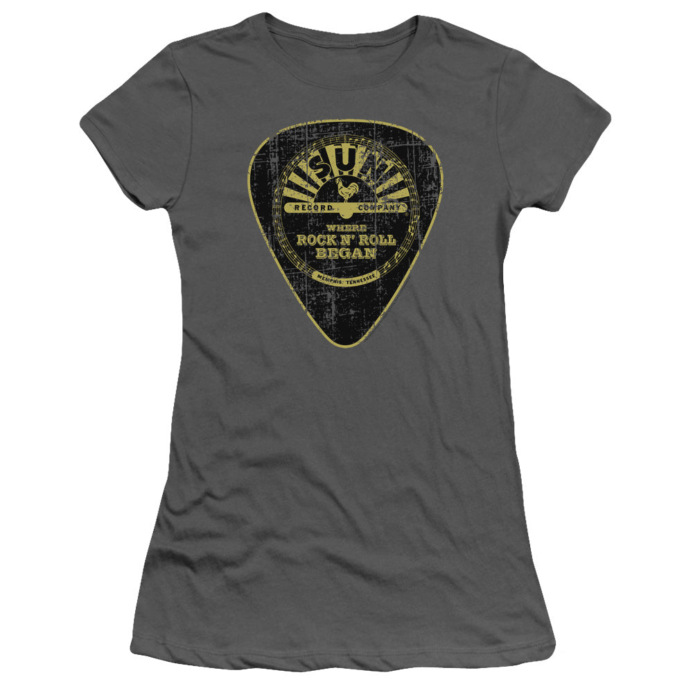 Sun - Guitar Pick - Short Sleeve Junior Sheer - Charcoal T-shirt