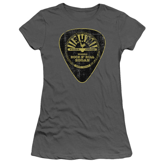 Sun - Guitar Pick - Short Sleeve Junior Sheer - Charcoal T-shirt