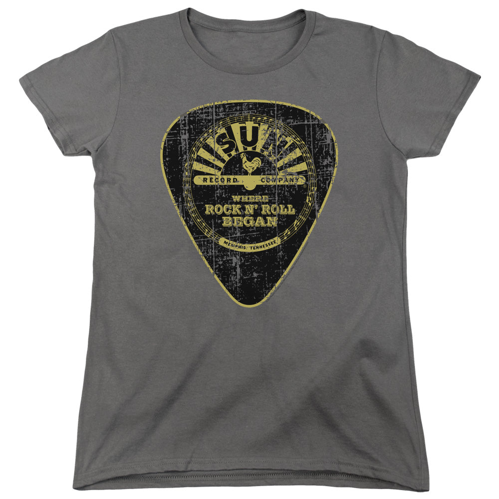 Sun - Guitar Pick - Short Sleeve Womens Tee - Charcoal T-shirt