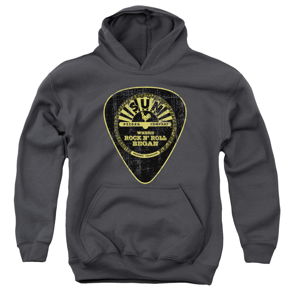 Sun - Guitar Pick - Youth Pull-over Hoodie - Charcoal