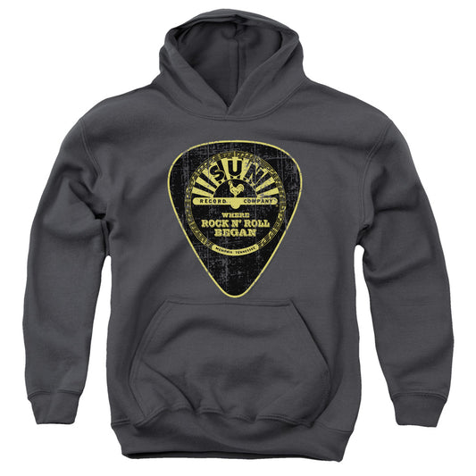 Sun - Guitar Pick - Youth Pull-over Hoodie - Charcoal