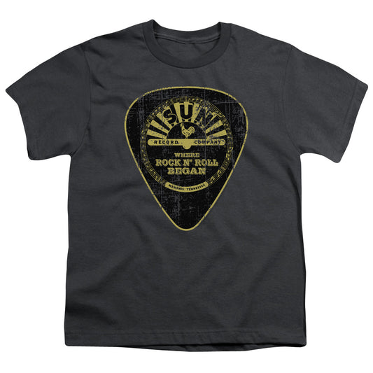 Sun - Guitar Pick - Short Sleeve Youth 18/1 - Charcoal T-shirt