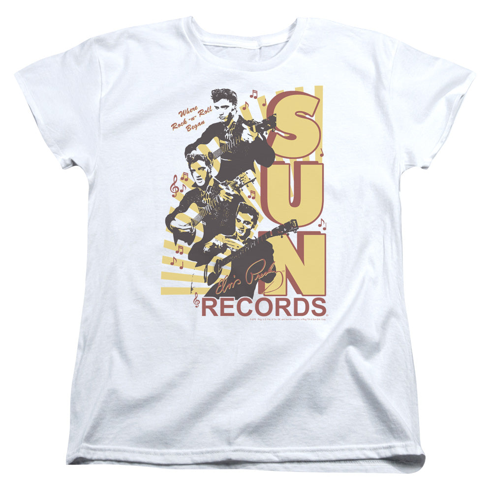 Sun - Tri Elvis - Short Sleeve Womens Tee - White T-shirt
