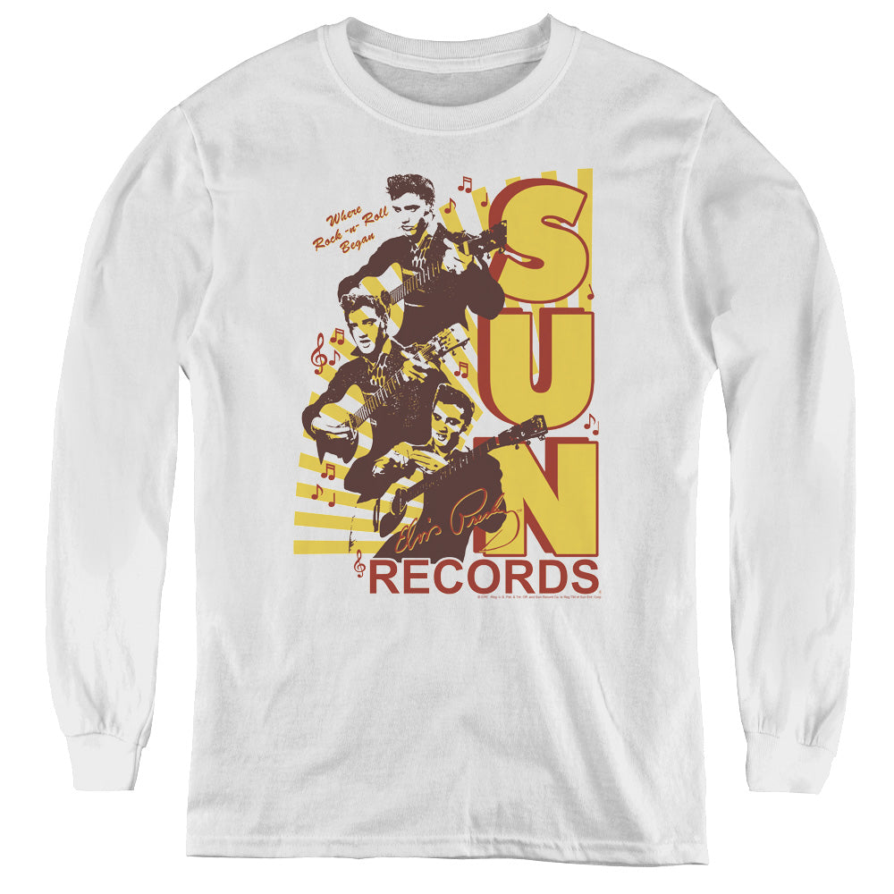 Sun - Tri Elvis - Youth Long Sleeve Tee - White