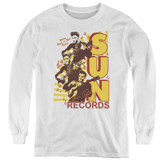 Sun - Tri Elvis - Youth Long Sleeve Tee - White