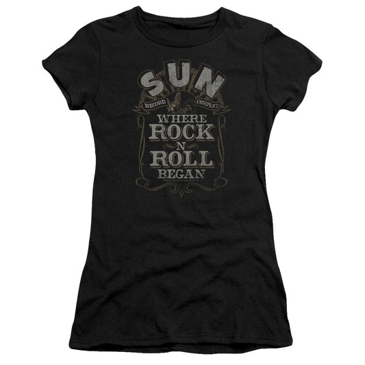 Sun - Where Rock Began - Short Sleeve Junior Sheer - Black T-shirt