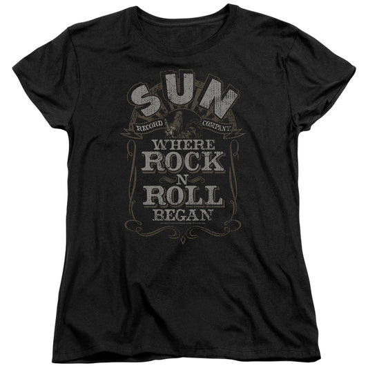Sun - Where Rock Began - Short Sleeve Womens Tee - Black T-shirt