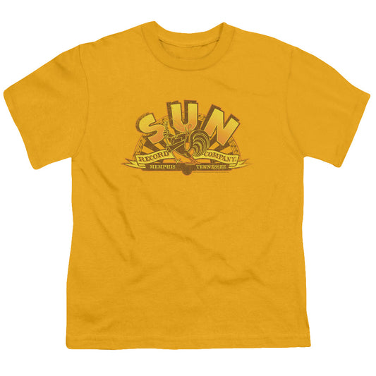 Sun - Rockin Rooster Logo - Short Sleeve Youth 18/1 - Gold T-shirt