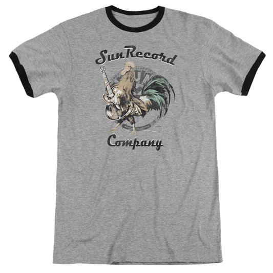 Sun - Rockin Rooster Logo - Adult Ringer - Heather/black