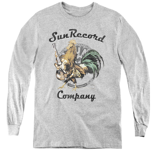 Sun - Rockin Rooster Logo - Youth Long Sleeve Tee - Athletic Heather
