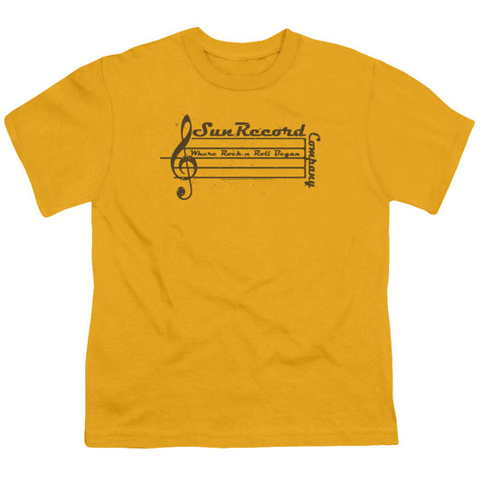 Sun Records - Music Staff - Short Sleeve Youth 18/1 - Gold T-shirt