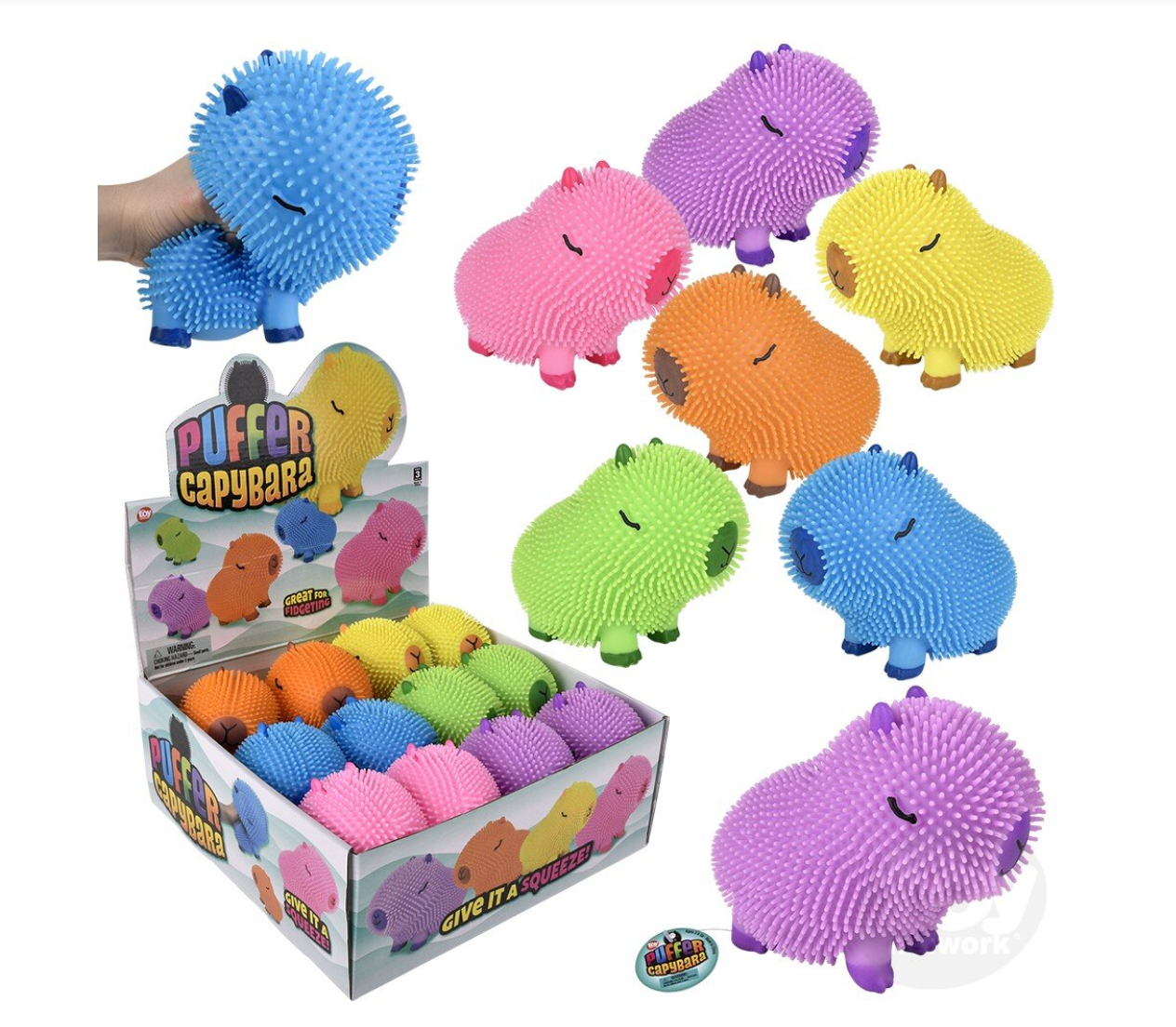 Capybara Puffer Toy 6” – Squishy Stress Relief Fidget Toy (Random Color)