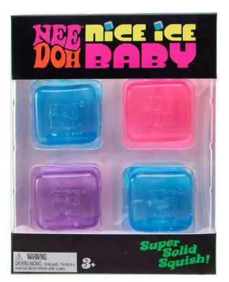 NeeDoh Nice Ice Baby 1.5-Inch Stress Ball 4-Pack [Smaller "Nice Cube"! RANDOM Colors!]