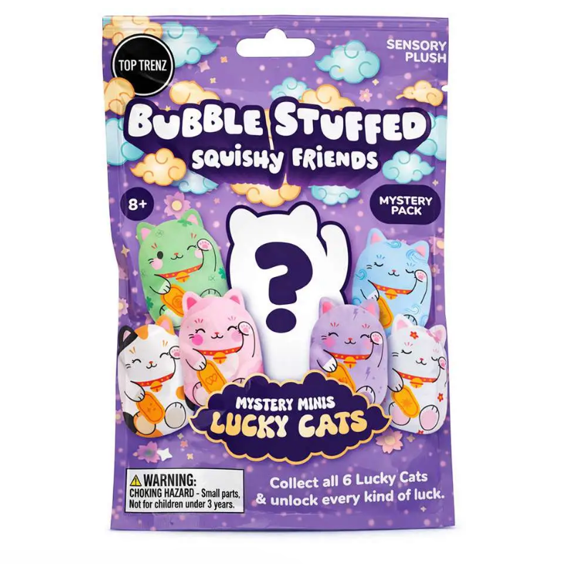 Bubble Stuffed Squishy Friends Mystery Minis Lucky Cats Mystery Pack [1 RANDOM Lucky Cat]