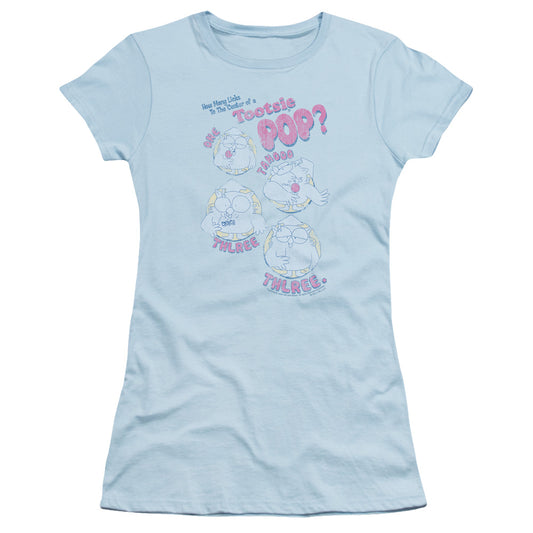 Tootsie Roll - Three - Short Sleeve Junior Sheer - Light Blue T-shirt