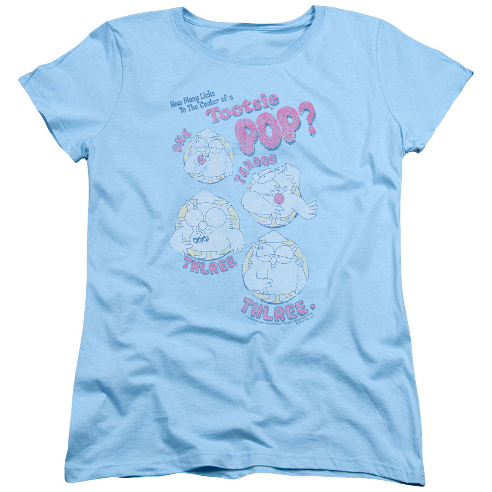 Tootsie Roll - Three - Short Sleeve Womens Tee - Light Blue T-shirt