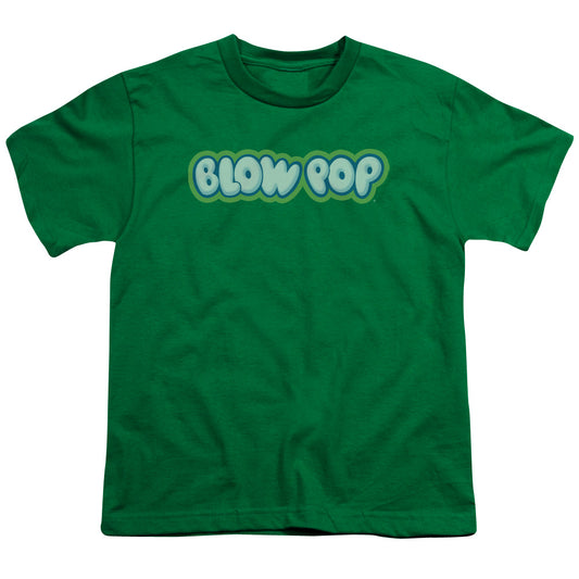 Tootsie Roll - Blow Pop Logo - Short Sleeve Youth 18/1 - Kelly Green T-shirt
