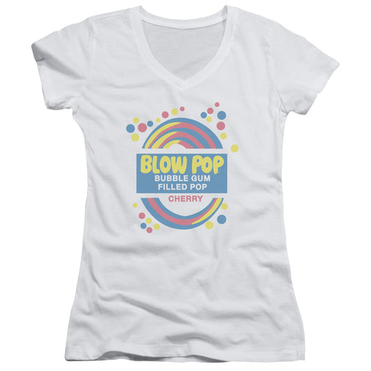 Tootsie Roll - Blow Pop Label - Junior V-neck - White