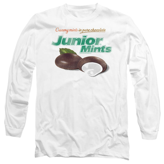Tootsie Roll - Junior Mints Logo - Long Sleeve Adult 18/1 - White T-shirt