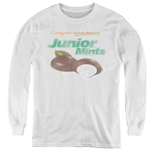 Tootsie Roll - Junior Mints Logo - Youth Long Sleeve Tee - White