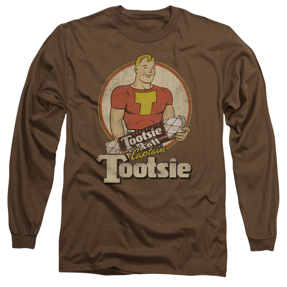 Tootsie Roll - Captain Tootsie - Long Sleeve Adult 18/1 - Coffee T-shirt