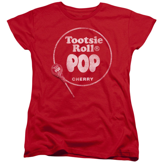 Tootsie Roll - Tootsie Roll Pop Logo - Short Sleeve Womens Tee - Red T-shirt