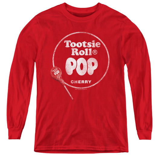 Tootsie Roll - Tootsie Roll Pop Logo - Youth Long Sleeve Tee - Red