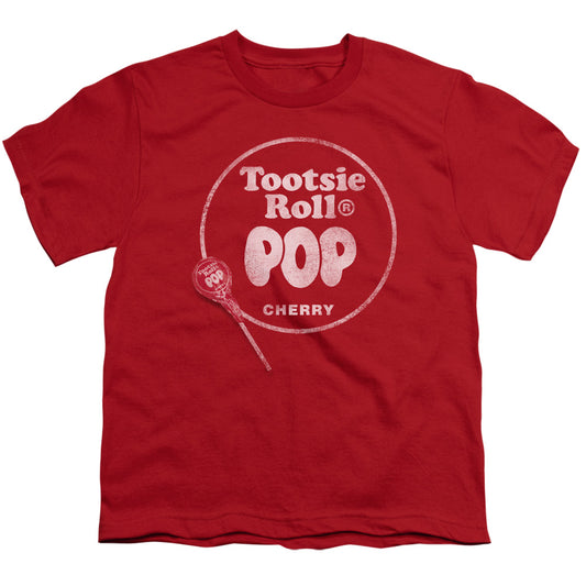 Tootsie Roll - Tootsie Roll Pop Logo - Short Sleeve Youth 18/1 - Red T-shirt