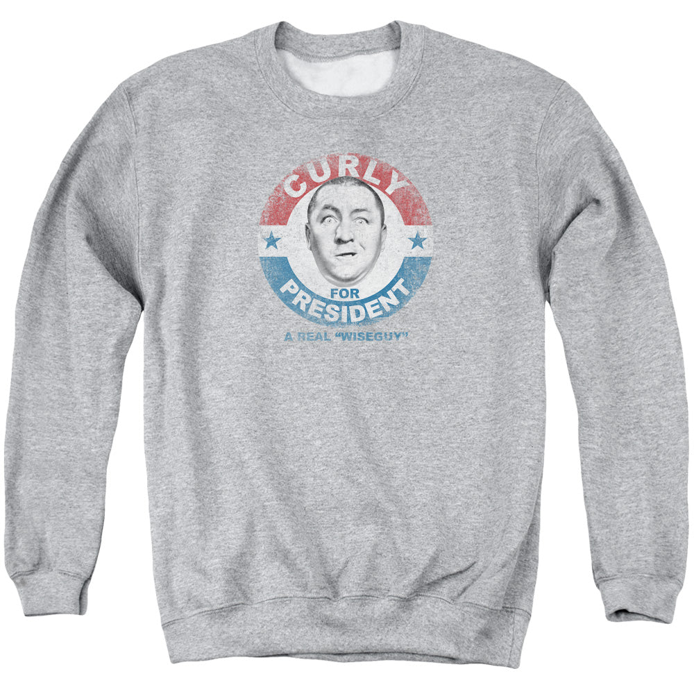 Three Stooges - Curly For President - Adult Crewneck Sweatshirt - Athletic Heather