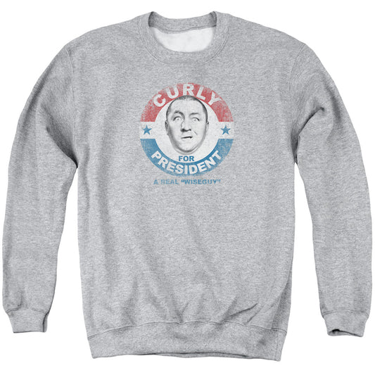Three Stooges - Curly For President - Adult Crewneck Sweatshirt - Athletic Heather