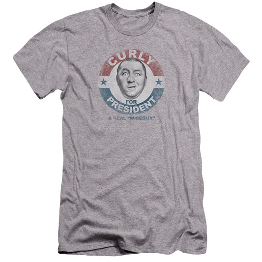 Three Stooges - Curly For President-premuim Canvas Adult Slim Fit 30/1 - Athletic Heather